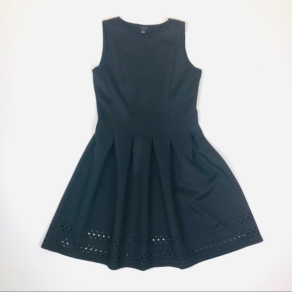 Ann Taylor A-Line Black Dress Laser Cut Hem 4 - Picture 6 of 7